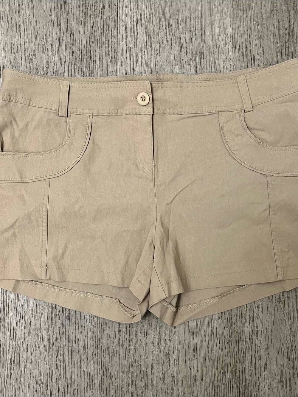 Color Swatch Women's Beige Stretchy Soft Casual Shorts with Front Pockets 3X